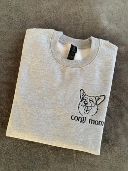 Bluza bez kaptura - haft na piersi- Corgi Mom
