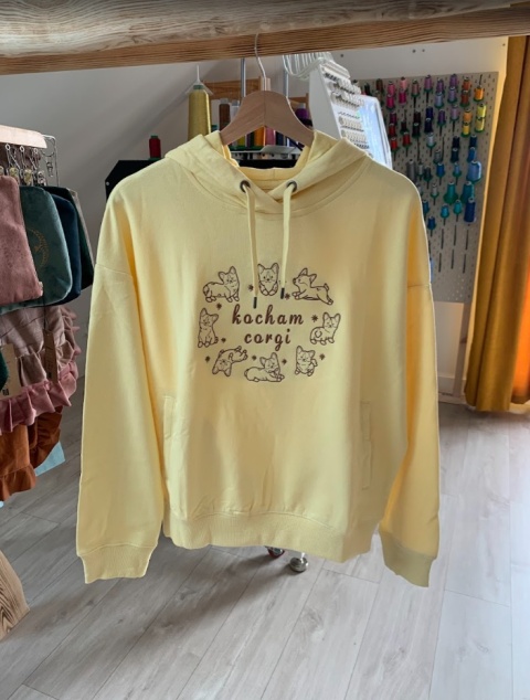 Bluza oversize z haftem (280g) - Kocham corgi Bluza oversize z haftem (280g) - Kocham corgi