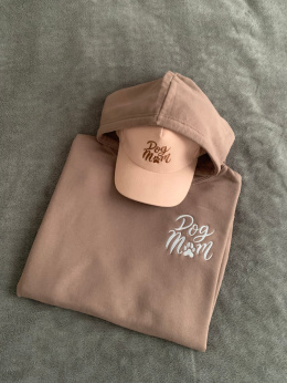 Bluza z kapturem Mokka - haft na lewej piersi Dog Mom