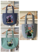 Torba bawełniana jeansowa (340g) - Magiczne koty / Cotton denim bag - Magic Cats
