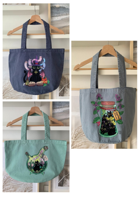 Torba bawełniana jeansowa (340g) - Magiczne koty / Cotton denim bag - Magic Cats Torba bawełniana jeansowa (340g) - Magiczne koty / Cotton denim bag - Magic Cats
