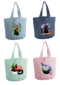 Torba bawełniana jeansowa (340g) - Magiczne koty / Cotton denim bag - Magic Cats