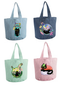 Torba bawełniana jeansowa (340g) - Magiczne koty / Cotton denim bag - Magic Cats